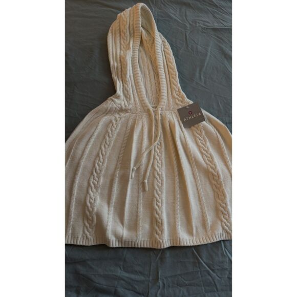 Athleta Other - Athleta Cable Knit Hooded Poncho Sweater Cream off-white